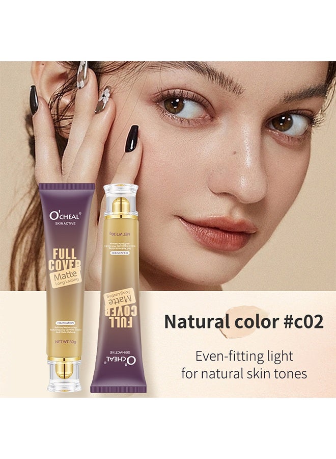 OCHEAL Skin Active Full Cover Matte Long Lasting Foundation ,Instant Anti-Aging Liquid Foundation For Perfect Long Lasting Performance BB Cream Scrub Makeup 30g(#Natural) - Image 2